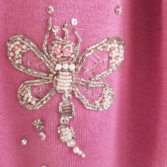 Bob Mackie Wearable Art Dragonfly Cardigan, M - Picture 3 of 8